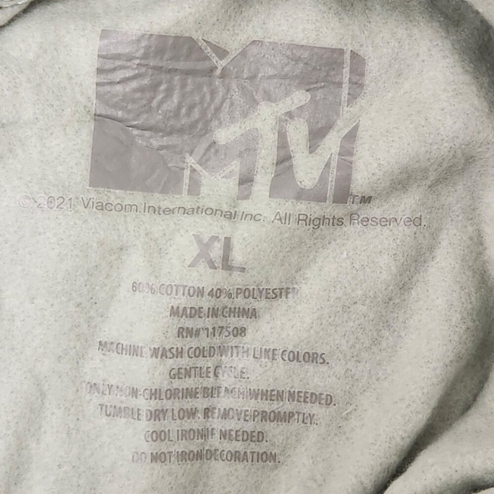 MTV Music Television Hoodie Womens XL Aqua Gray with Glitter Bow Print Pullover - Picture 5 of 8